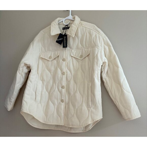 BLANK(NYC) NWT Easy Goin' Quilted Shacket Jacket Off White Size Medium - Picture 6 of 13
